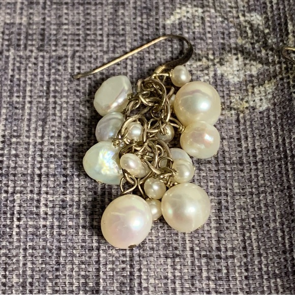 Sterling Silver and Pearl Drop Earrings - Picture 2 of 7